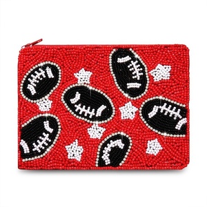 Pochette zippée brodée à la main pour femme, motif tribal coloré, porte-monnaie perlé vert et orange, sac cadeau personnalisé, écologique - Product Image 5