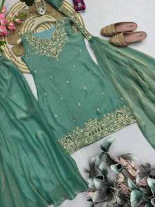 Ensemble Sharara brodé par des artisans avec un dupatta élégant – Collection spéciale festive - Product Image 5