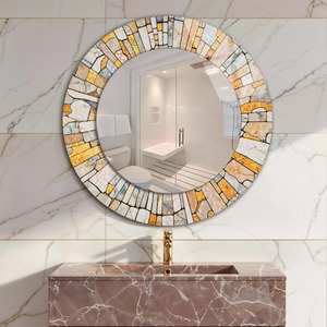 Handmade Contemporary Stone Mosaic <b>Round</b> <b>Mirror</b> REHMAN CRAFT - Product Image 2