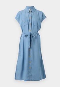 Robe chemise en jean pour femme, coupe ajustée, sans manches, col carré, ceinture, style décontracté printemps-été, couleur unie, coton respirant - Product Image 4