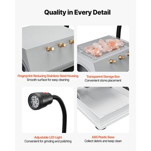 Efficiente Macchina Lucidatrice per Pietre da 6 Pollici, 2/5 HP, 1800 RPM, con Lampada LED e Sistema ad Acqua, per Lavorazione Diamanti e Resina - Product Image 5