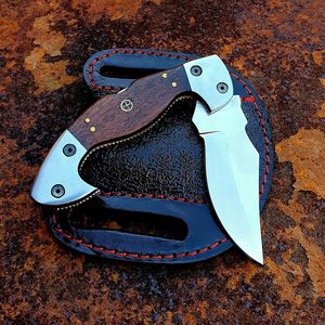 Compact Folding Pocket Knife Cleaver Style Damascus Steel Blade Wood Handle EDC High Quality 58HRC Outdoor Hunting <b>Tool</b> OEM Bulk - Product Image 4