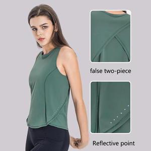 เสื้อกีฬาเย็บไขว้แบบใหม่ ระบายอากาศได้ดี ซับเหงื่อ แห้งไว ทรงหลวม เหมาะสำหรับโยคะ ฟิตเนส และออกกำลังกายสำหรับผู้หญิง - Product Image 2