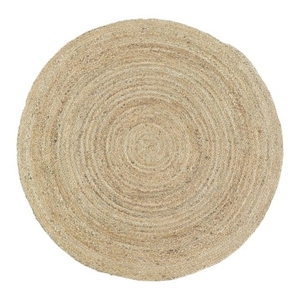 Tapis rond en jute naturel tissé à la main, couleur unie, poils moyens, antidérapant, écologique, décoration moderne pour la maison, salon et salle à manger - Product Image 6