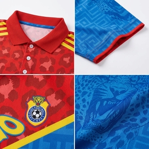 เสื้อเชิ้ตแขนสั้นสีแดงน้ำเงินสำหรับผู้ชาย Dr. Congo Les Leopards พิมพ์ลายดิจิตอลด้านหน้า ดีไซน์สปอร์ต ระบายอากาศได้ดี ผ้าถักเนื้อบรอดคลอธ - Product Image 5
