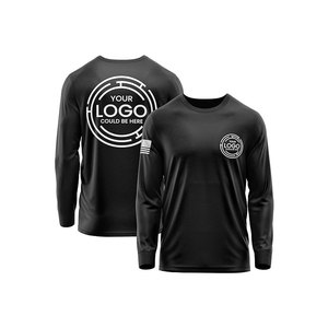 Camiseta Personalizada para Hombre, Manga Larga de Algodón Grueso, Diseña Tus Propias Camisetas, Camiseta Personalizada Delantera y Trasera Negra - Product Image 1