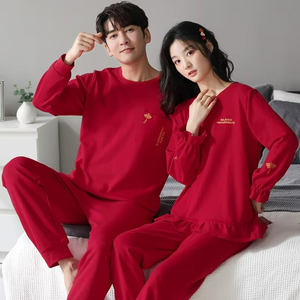 Couples Pajamas Set Spring Men's Long Sleeve Cotton High Quality Casual Sleepwear Women's Soft Breathable Family <b>Pyjamas</b> 2 Sets - Product Image 3
