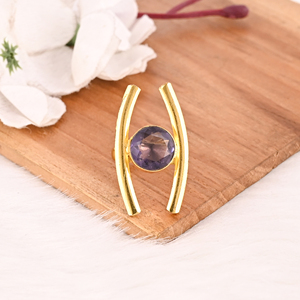 Purple Amethyst Hydro Stone Gold Plated Brass <b>Ring</b> Handmade Trendy Gemstone Jewelry for <b>Women</b> - Product Image 3