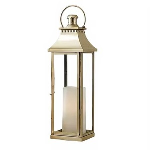 Classical Shape Hanging Metal Candle Lantern With Matt Black Finish Candle Lantern for Home Decor with Gold Color Handle - Product Image 3