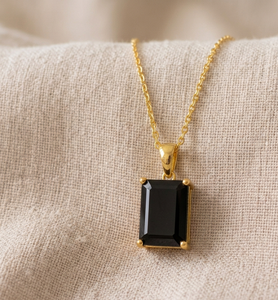 Black Square Pendant <b>Necklace</b> Rhodium Plated 925 Sterling <b>Silver</b> Vintage Geometric Rope Chain Charm Jewelry for Women Daily Life - Product Image 1