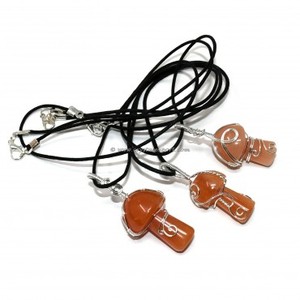 New Style Creativity Crystal Natural Stone Mahagony obsidian Mushroom Pendant Necklace <b>Mascot</b> Style love themed - Product Image 6