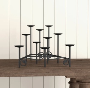 Matte Black Iron Candle Stand Circular Base Home Decoration Modern Table Centerpiece - Product Image 2