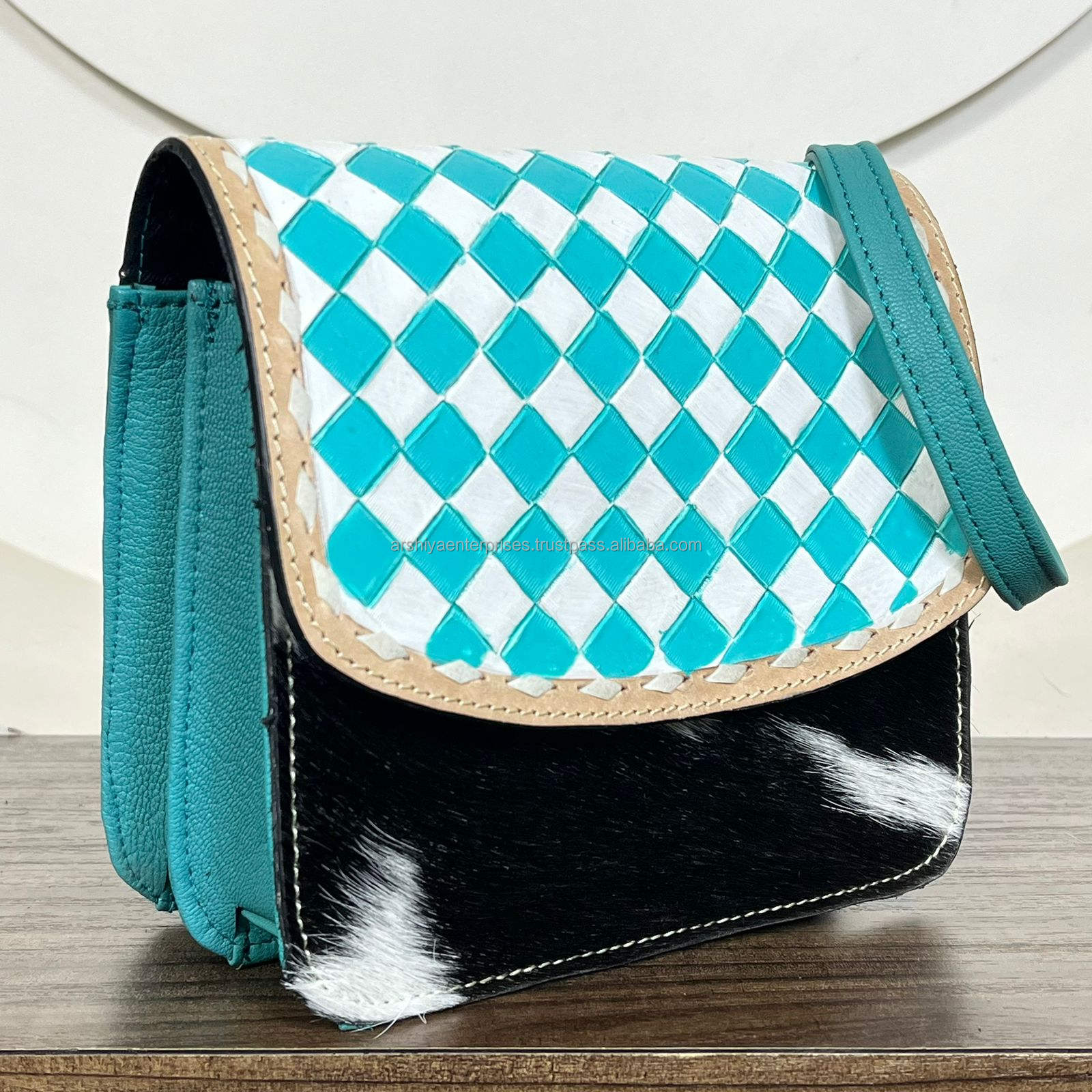 Turquoise & White Checkered