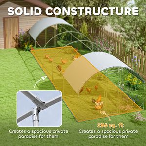 Grandi Gabbie per Animali da Esterno 2,8m x 9,6m x 2m, Pollaio in Metallo con Copertura Impermeabile e Anti-UV per Anatre e Conigli da Giardino - Product Image 6