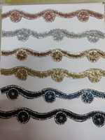 Ruban de dentelle de luxe personnalisé par le fabricant, orné de pierres, élégant et scintillant, pour la décoration de vêtements de mariée, vente en gros