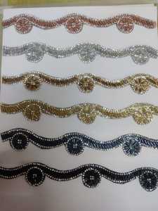 Cinta de encaje de diamantes de lujo personalizada por el fabricante con piedras, elegante y brillante, con cuentas, para decoración de ropa nupcial, venta al por mayor. - Product Image 6