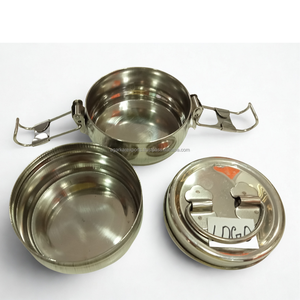 Boîte à lunch ronde en acier inoxydable, étanche, à deux niveaux avec système d'interverrouillage, facile à laver, capacité de 500 ml pour le bureau et les voyages - Product Image 3