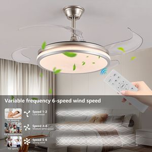 Ventilatore da Soffitto LED Moderno da 42 Pollici con Telecomando, Pale Retrattili a 2 Livelli, 6 Velocità Regolabili, Funzionamento Silenzioso, Design a 2 Livelli - Product Image 3