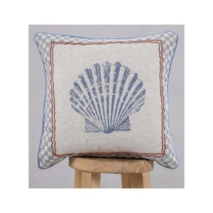 Funda de Cojín Cuadrada de Lino y Algodón con Diseño de Cuadros Azules Bordados Mon Cheri, Cierre de Cremallera, Estilo Vintage - Product Image 2