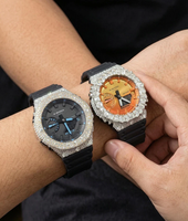 Montre G Sh0 entièrement sertie de diamants Moissanite VVS, style Bust personnalisé, luxe Hip Hop, mouvement à quartz MIYOTA, boîtier en acier inoxydable, bracelet en caoutchouc