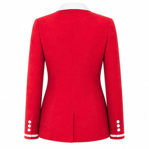 Delta |   Sigma |   Blazer Rojo para Mujer de la Hermandad Theta con Ribete Blanco y Bordado del Escudo, Cuello de Solapa con un Solo Botón, Traje Ejecutivo - Product Image 3