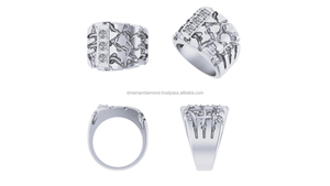 Bague de fiançailles et d'anniversaire de luxe pour homme en argent 925 plaqué platine, motif géométrique vintage, sertie de moissanite - Product Image 4