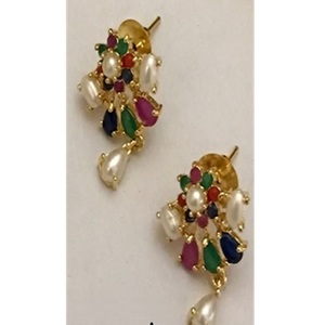 Ensemble collier et boucles d'oreilles en or plaqué or véritable de qualité supérieure, perles Kundan, bijoux pour femmes, pour les mariages - Product Image 2
