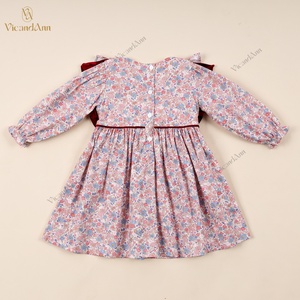 3D Pattern Red Accent Neck Casual Girl ODM Kids Smock Dress Customized Printed 100% Cotton A-Line <b>Winter</b> Wholesale BB3247 - Product Image 5