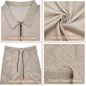 Ensemble de survêtement de luxe noir texturé pour homme – Ensemble de performance haut de gamme deux pièces avec pull polo à quart de zip - Product Image 4