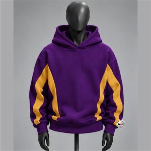 เสื้อฮู้ดสีม่วงทองแบบ OEM ขายส่ง ทรงปกติสำหรับผู้ชาย ระบายอากาศได้ดี ผ้าฟลีซ สวมใส่สบายในฤดูใบไม้ร่วง ดีไซน์แบบถัก - Product Image 1