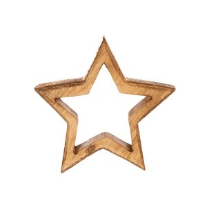 Ensemble de décorations étoiles en bois, 3 pièces, géométriques, pour table, Noël, rustiques, faites à la main, finition bois naturel - Product Image 6