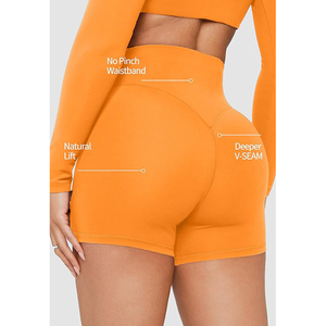 High Waisted Tummy Control Yoga Shorts for Women <b>Booty</b> Design Plaid Pattern Spandex/Nylon Eco-Friendly Running Workout Gym - Product Image 2