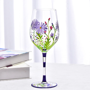 Verres à vin en <span class=keywords><strong>verre</strong></span> peints à la main pour la maison et les bars, avec des designs frais et uniques, et <span class=keywords><strong>un</strong></span> style personnel - Product Image 6