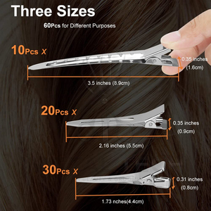 Kit professionnel de pinces à cheveux courbées en métal pour salon de coiffure, pinces de séparation type bec de canard avec boîte de rangement en plastique transparent - Product Image 6
