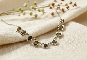 Art Palace-collar con colgante de piedra Natural de plata 925 con diseño de flores para mujer, joyería con cadena de eslabones de estilo clásico - Product Image 2