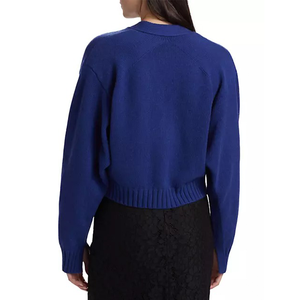 Cárdigan de lana/acrílico para mujer, estilo casual, cuello en V, holgado, suave, cálido, con botones, tejido acanalado, para invierno - Product Image 2