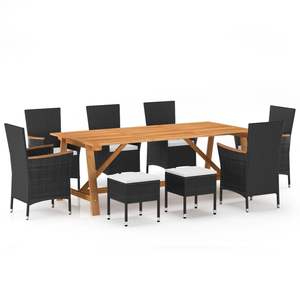 Juego de Comedor de Patio de 9 Piezas en Negro para Jardín, Muebles de Comedor para Exteriores - Product Image 1