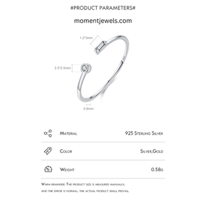 Bague ajustable en argent sterling 925 plaqué or avec zircon, bracelet ouvert, bijoux de mariage géométriques pour femmes - Product Image 5
