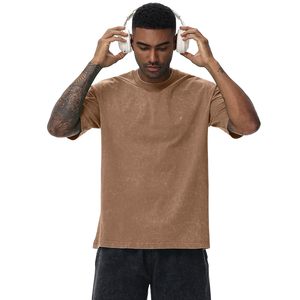 T-shirts en coton surdimensionnés pour hommes, coupe ample, effet vintage, unisexe, manches courtes, décontractés - Product Image 2