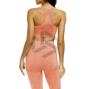 ชุดโยคะผู้หญิงขายดีที่สุด ดีไซน์ล่าสุด โลโก้ด้านหน้า เอวสูง ระบายอากาศได้ดี เป็นมิตรกับสิ่งแวดล้อม ชุด 2 ชิ้น แบบเรียบง่าย ยั่งยืน - Product Image 4