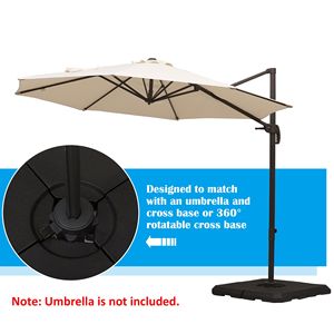 4 pezzi 264 libbre. Base per Ombrellone a Braccio Nero con Scanalature, 100% Poliestere, per Uso in Cortile e Giardino - Product Image 5