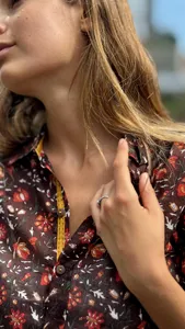 Women Ethnic <b>Boho</b> Style Brown Floral Printed Cotton <b>Shirt</b> 3/4 Sleeve Button Down Soft Fabric Casual Stylish Summer Top - Product Image 5