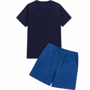 Conjunto de Camiseta y Pantalones Cortos Estampados de Dos Piezas Unisex de Talla Grande con Serigrafía Personalizada, Diseño en Blanco, 100% Algodón, Ropa Casual Urbana - Product Image 4