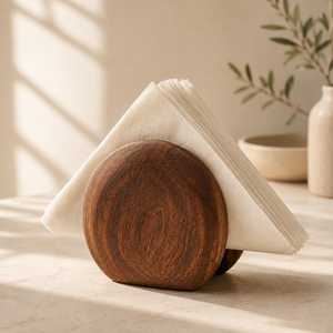 HANDICRAFTS ZONE - Porta pañuelos de madera moderno hecho a mano, soporte para servilletas, organizador decorativo para mesa de cocina, comedor y hogar, Uttar - Product Image 1