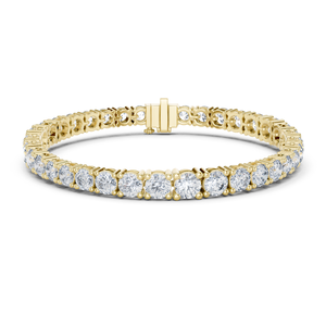 Bracelet en or jaune 9 carats avec diamants taille ronde, 35 pierres de différentes tailles, luxe, étincelant, élégant, pour mariage, fête, bijoux fins, cadeau - Product Image 1
