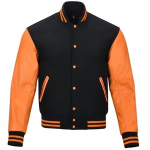 Veste universitaire de baseball personnalisée pour homme, manches en cuir de haute qualité, broderie chenille sur le devant, épaisse, hiver, boutons en corne - Product Image 1
