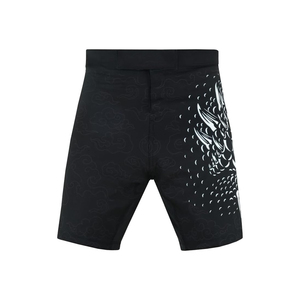 Pantalones Cortos de Boxeo Unisex Negros con Estampado Digital, de Secado Rápido, Corte Holgado, Estilo Muay Thai, 100% Poliéster, Diseño de Dragón - Product Image 1