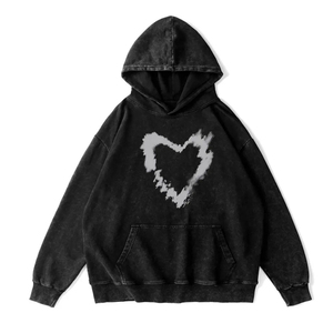 Acid Wash Distressed Design Hooded Sweatshirt Oversized Casual Cotton <b>Knitted</b> Hoodie Autumn Style Front Pocket <b>Animal</b> <b>Pattern</b> - Product Image 6