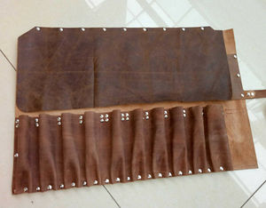 Premium Leather Knife <b>Roll</b> Professional Chef <b>Tool</b> Carrier Kitchen Knife Storage Travel Organizer LKR-0318 - Product Image 1