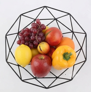 Corbeille à fruits moderne en fil métallique noir géométrique pour table de cuisine - Product Image 2